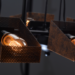 ACA DECOR   – Κρεμαστό Φωτιστικό 3ΧΕ27 Μεταλλικό Μαύρο + Χάλκινο Πλέγμα Φ60ΧΗ77cm