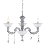 ACA DECOR   – Κρεμαστό Φωτιστικό 3ΧΕ14 Μεταλλικό Χρώμιο + Κρύσταλλο Φ62ΧΗ97cm