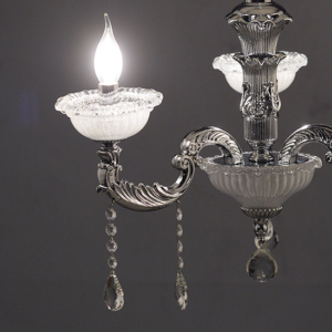 ACA DECOR   – Κρεμαστό Φωτιστικό 3ΧΕ14 Μεταλλικό Χρώμιο + Κρύσταλλο Φ62ΧΗ97cm