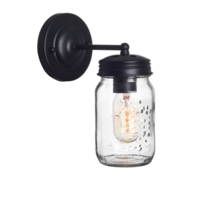 ACA DECOR  – Επίτοιχο Φωτιστικό 1ΧΕ27 Μαύρο Μεταλλικό + Γυαλί Φ10Χ18Χ22cm