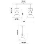 ACA DECOR   – Οροφής Φωτιστικό 2ΧΕ27 Μεταλλικό Μαύρο  Φ18X54XH41cm