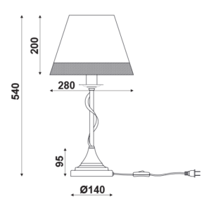 ACA DECOR   – Επιτραπέζιο1ΧΕ14 Μεταλλικό Μαύρο+Ασπρόμαυρο Αμπαζούρ Φ28ΧΗ54cm