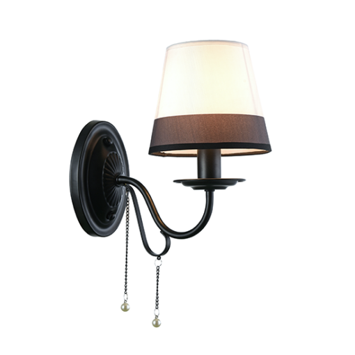 ACA DECOR  – Επιτοίχιο 1ΧΕ14 Μεταλλικό.Μαύρο+Ασπρόμαυρο Αμπαζούρ + Κρύσταλλο 25Χ15Χ21cm