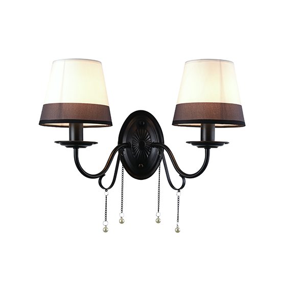 ACA DECOR   – Επιτοίχιο 2ΧΕ14 Μεταλλικό Μαύρο+Ασπρόμαυρο Αμπαζούρ + Κρύσταλλο EG167282WBW