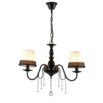 ACA DECOR   – Κρεμαστό 3ΧΕ14 Μεταλλικό Μαύρο+Ασπρόμαυρο Αμπαζούρ + Κρύσταλλο Φ63ΧΗ95cm