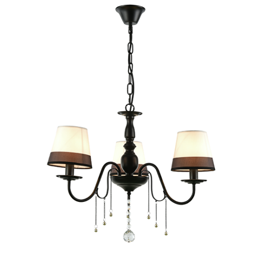 ACA DECOR   – Κρεμαστό 3ΧΕ14 Μεταλλικό Μαύρο+Ασπρόμαυρο Αμπαζούρ + Κρύσταλλο Φ63ΧΗ95cm