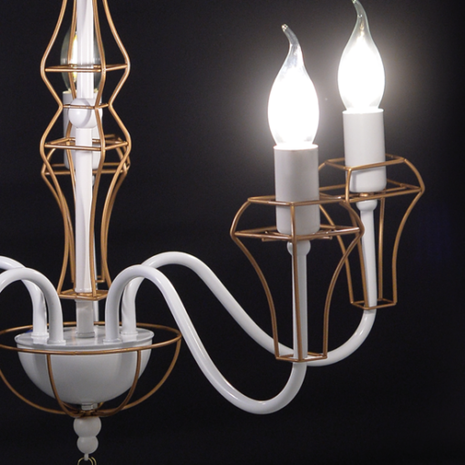 ACA DECOR   – Κρεμαστό Φωτιστικό 3ΧΕ14 Μεταλλικό Λευκό + Χρυσό Σύρμα Φ55ΧΗ109cm