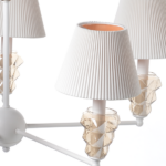 ACA DECOR  – Κρεμαστό. Φωτιστικό 5ΧΕ14 Μεταλλικό Λευκό + Amber Γυαλί+Αμπαζούρ Φ74ΧΗ90