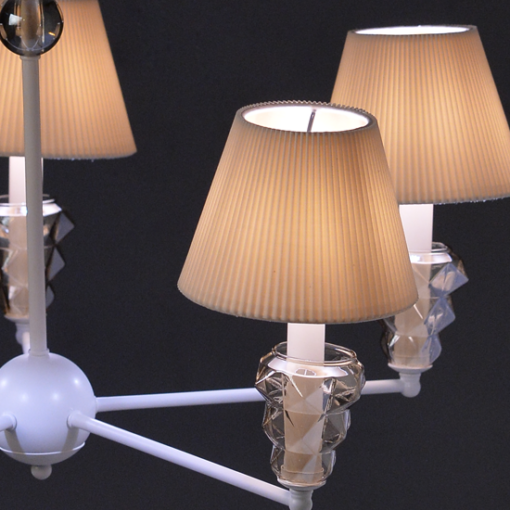 ACA DECOR  – Κρεμαστό. Φωτιστικό 5ΧΕ14 Μεταλλικό Λευκό + Amber Γυαλί+Αμπαζούρ Φ74ΧΗ90