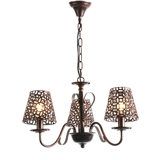 ACA DECOR   – Κρεμαστό Φωτιστικό 3ΧΕ14 Μεταλλικό Μαύρο-Χάλκινο Φ55ΧΗ85cm