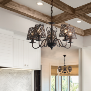 ACA DECOR   – Κρεμαστό Φωτιστικό 3ΧΕ14 Μεταλλικό Μαύρο-Χάλκινο Φ55ΧΗ85cm