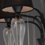 ACA DECOR   – Κρεμαστό Φωτιστικό 3ΧΕ14 Μεταλλικό Μαύρο+Αμπαζούρ + Γυαλί + Αλυσίδα Chrome Φ53ΧΗ102cm