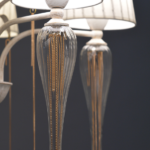 ACA DECOR  – Κρεμαστό Φωτιστικό 5ΧΕ14 Μεταλλικό Λευκό-Χρυσό + Αμπαζούρ + Γυαλί + Αλυσίδα Gold Φ61ΧΗ102cm