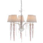 ACA DECOR  – Κρεμαστό Φωτιστικό 5ΧΕ14 Μεταλλικό Λευκό-Χρυσό Αμπαζούρ + Γυαλί + Αλυσίδα Rose Gold Φ61ΧΗ102cm