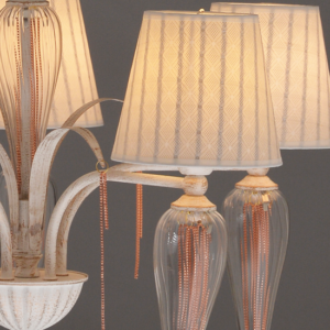 ACA DECOR  – Κρεμαστό Φωτιστικό 5ΧΕ14 Μεταλλικό Λευκό-Χρυσό Αμπαζούρ + Γυαλί + Αλυσίδα Rose Gold Φ61ΧΗ102cm