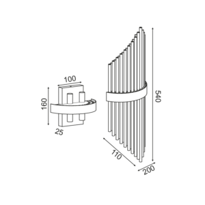 ΕΠΙΤΟΙΧΟ ΦΩΤΙΣΤΙΚΟ 4XG9 ΚΡΥΣΤΑΛΛΟ + ΟΡΕΙΧΑΛΚΟ ΜΕΤ/ΚΟ 20Χ11Χ54CM DYNASTY ACA DECOR  – EG1844W54AB