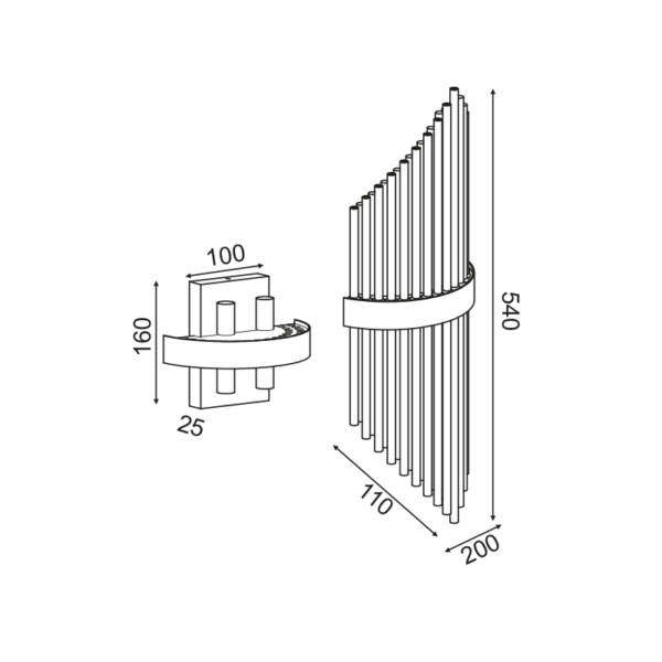 ΕΠΙΤΟΙΧΟ ΦΩΤΙΣΤΙΚΟ 4XG9 ΚΡΥΣΤΑΛΛΟ + ΟΡΕΙΧΑΛΚΟ ΜΕΤ/ΚΟ 20Χ11Χ54CM DYNASTY ACA DECOR  – EG1844W54AB
