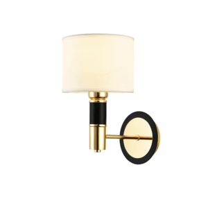 ACA DECOR  απλίκα 1xE14 από μέταλλο και ύφασμα σε μαύρο χρυσό λευκό χρώμα – EG221W29BG