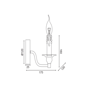 ΕΠΙΤΟΙΧΟ ΦΩΤΙΣΤΙΚΟ 1ΧΕ14 ΑΝΤΙΚΕ/ΣΚΟΥΡΙΑ ΜΕΤΑΛΛΙΚΟ 18X12X16CM LYON ACA DECOR – EG5871W18R