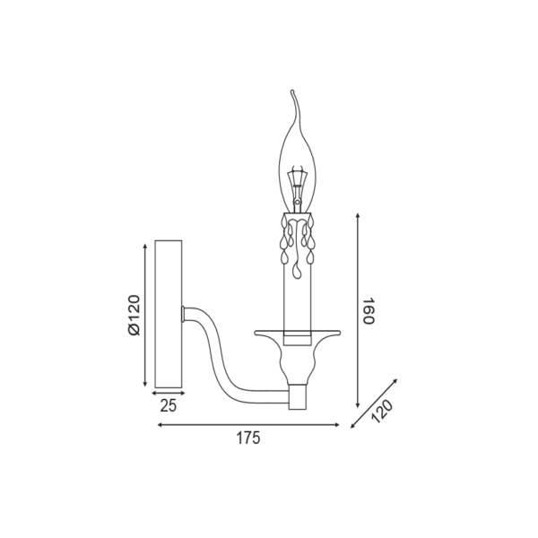 ΕΠΙΤΟΙΧΟ ΦΩΤΙΣΤΙΚΟ 1ΧΕ14 ΑΝΤΙΚΕ/ΣΚΟΥΡΙΑ ΜΕΤΑΛΛΙΚΟ 18X12X16CM LYON ACA DECOR – EG5871W18R