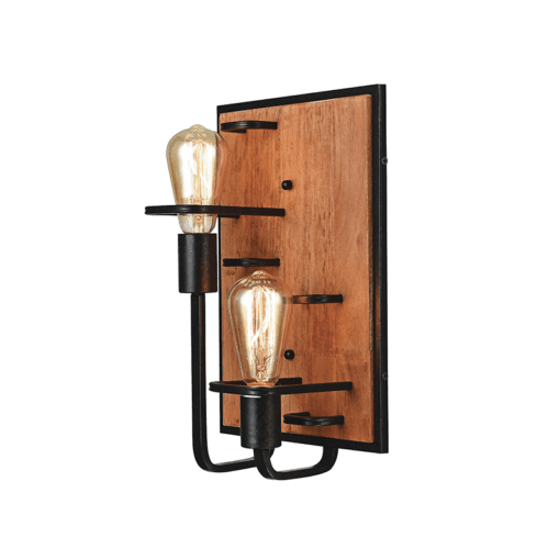 ACA DECOR   απλίκα 2xE27 σε μαύρο με ξύλο – EG842W36B
