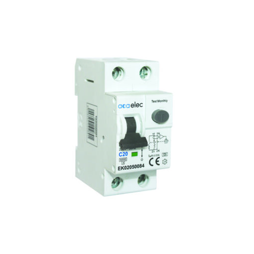 ΗΛΕΚΤΡΟΜΑΓΝΗΤΙΚΟΣ ΔΙΑΚΟΠΤΗΣ  ΔΙΑΡΡΟΗΣ RCBO 1P+N C20 30mА AC TYPE 6kA 2M ACA – EK02050084