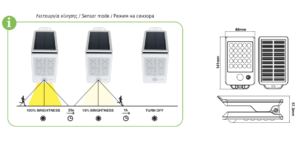 LED Ηλιακός Προβολέας Τοίχου με Ανιχνευτή Κίνησης 2W 200lm 4000K IP65 120° Μαύρος ACA – ELISA2B