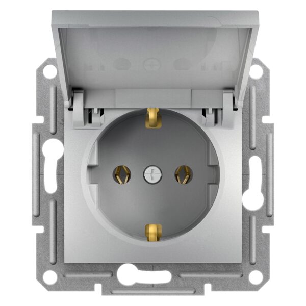 Schneider Asfora πρίζα σούκο (2Π+Γ) με καπάκι Αλουμίνιο – EPH3100161