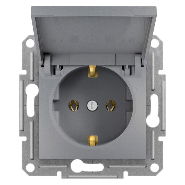 Schneider Asfora Πρίζα Σούκο (2Π+Γ) με Καπάκι Ατσάλι – EPH3100162