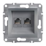 Schneider Asfora πρίζα πληροφορικής RJ45 cat5e U/UTP διπλή Ατσάλι – EPH4400162