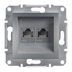 Schneider Asfora πρίζα πληροφορικής RJ45 cat5e U/UTP διπλή Ατσάλι – EPH4400162