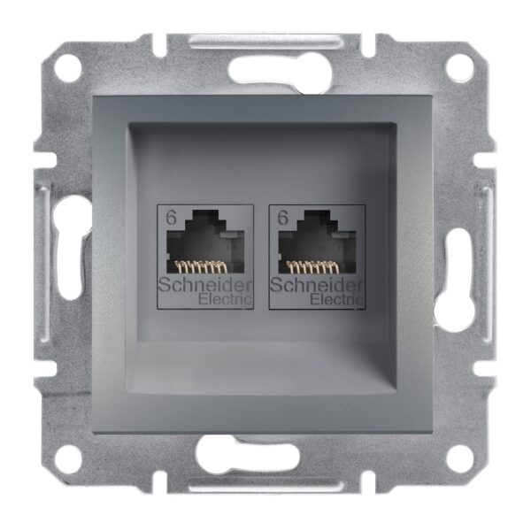 Schneider Asfora πρίζα πληροφορικής RJ45 cat6 U/UTP διπλή Ατσάλι – EPH4800162