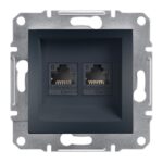 Schneider Asfora πρίζα πληροφορικής RJ45 cat6 U/UTP διπλή Ανθρακί – EPH4800171