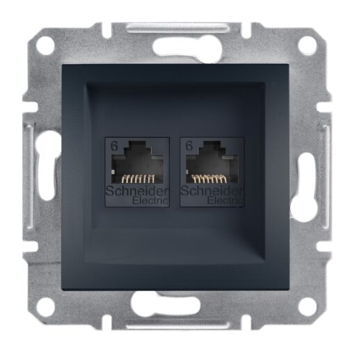 Schneider Asfora πρίζα πληροφορικής RJ45 cat6 U/UTP διπλή Ανθρακί – EPH4800171