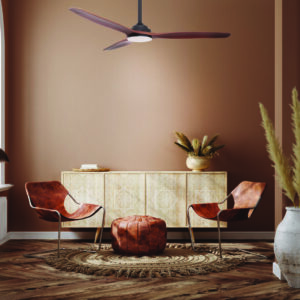 Ανεμιστήρας Οροφής Μαύρος με Φως CCT Dimmable Φ132 DC 40W με 3 Ξύλινα Καφέ Πτερύγια Τηλεχειριστήριο 2 Αναρτήσεις 15&25cm ACA – FANKVBR40G