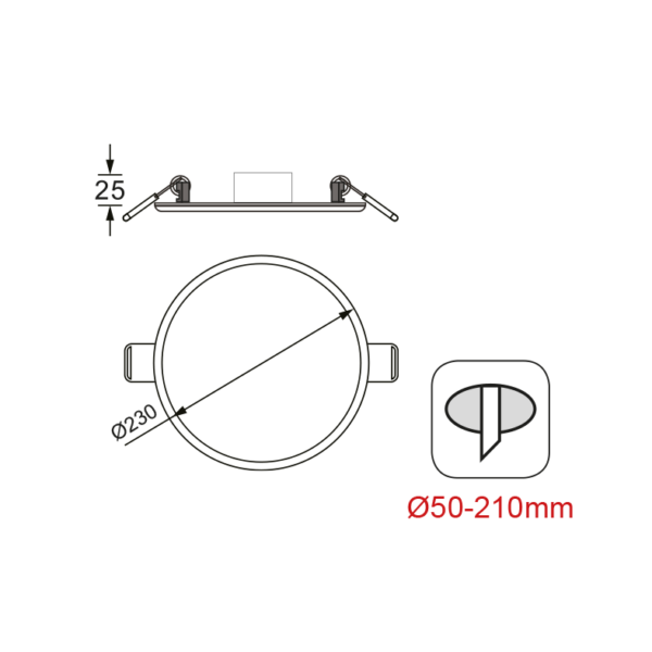 LED Πάνελ Στρογγυλό 19W ACA Ø230 με Ρυθμιζόμενη Κοπή 1480lm Θερμό 3000K – FLEXI1930RW