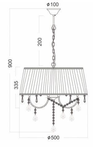 Κρεμαστό Φωτιστικό Πολυέλαιος 3ΧΕ14 Μεταλλικό Χρώμιο Λευκό Ύφασμα & Κρύσταλλα ACA DECOR – FMD968303