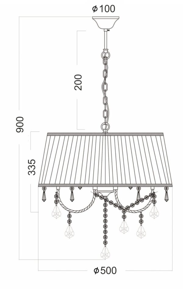Κρεμαστό Φωτιστικό Πολυέλαιος 3ΧΕ14 Μεταλλικό Χρώμιο Λευκό Ύφασμα & Κρύσταλλα ACA DECOR – FMD968303