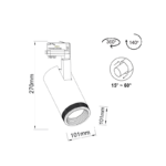 BLACK LED TRACK LIGHT 40W 4000K 4wires 15-60° 3100lm230VRa80 ACA – FOCUS4040B4