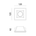 Γύψινη Βάση Σποτ GU10 – MR16 Χωνευτή Τετράγωνη 12x12cm Σταθερή Λευκή ACA DECOR  – G90011C