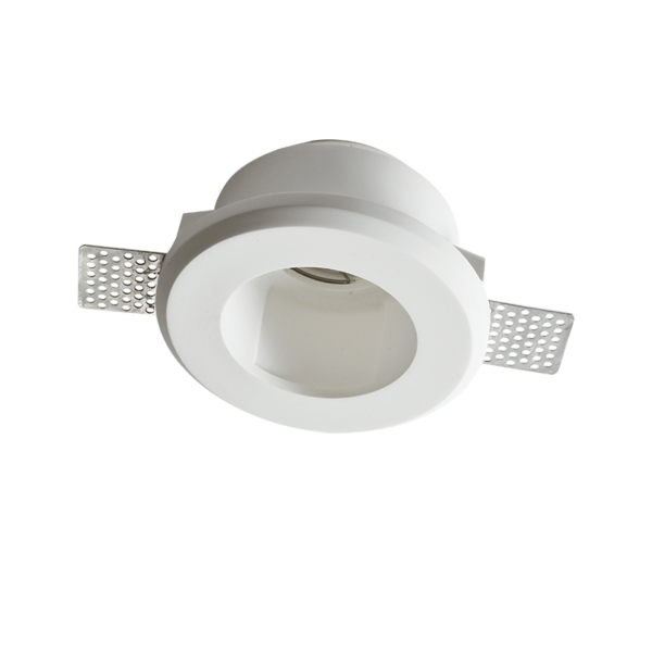 Γύψινη Βάση Σποτ GU10 – MR16 Χωνευτή Στρογγυλή ø120 Σταθερή Λευκή ACA DECOR  – G90021C