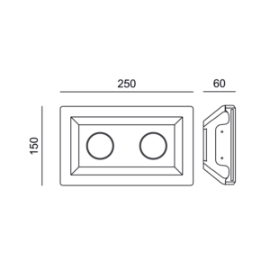 Γύψινη Βάση Σποτ Διπλή GU10 – MR16 Χωνευτή Τετράγωνη 25x15cm Σταθερή Λευκή ACA DECOR  – G90102C