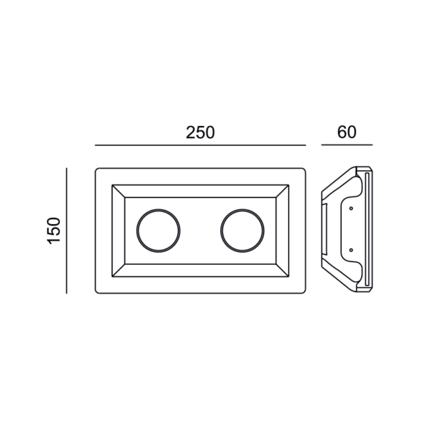 Γύψινη Βάση Σποτ Διπλή GU10 – MR16 Χωνευτή Τετράγωνη 25x15cm Σταθερή Λευκή ACA DECOR  – G90102C