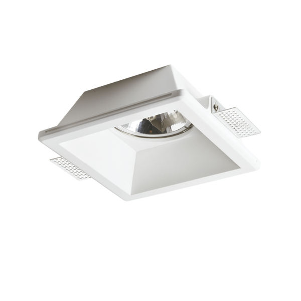 Γύψινη Βάση Σποτ AR111 Χωνευτή Τετράγωνη 20×20 Σταθερή Λευκή ACA DECOR  – G90161C