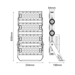 LED Προβολέας Μαύρος 480W 74400lm 5000K 20° 230V  IP66 IK10 ACA – GLAD4805020
