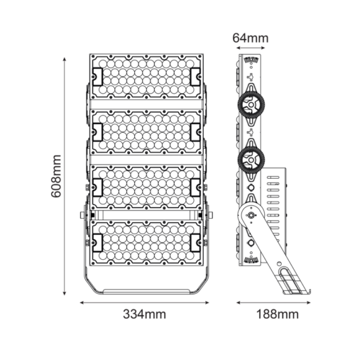 LED Προβολέας Μαύρος 480W 74400lm 5000K 20° 230V  IP66 IK10 ACA – GLAD4805020