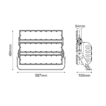 LED HIGH POWER FLOOD LUMINAIRE 720W, 111600LM, 5000K, 20°, 230V AC, IP66, IK10 ACA – GLAD7205020