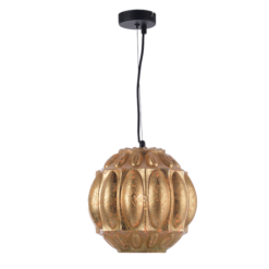 ACA DECOR   – Κρεμαστό Φωτιστικό 1ΧΕ27 Γυαλί Φύλλα Χρυσού Φ25ΧΗ120cm