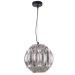 ACA DECOR   – Κρεμαστό Φωτιστικό 1ΧΕ27 Γυαλί Φύλλα Ασημί Φ25ΧΗ120cm