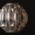 ACA DECOR   – Κρεμαστό Φωτιστικό 1ΧΕ27 Γυαλί Φύλλα Ασημί Φ25ΧΗ120cm